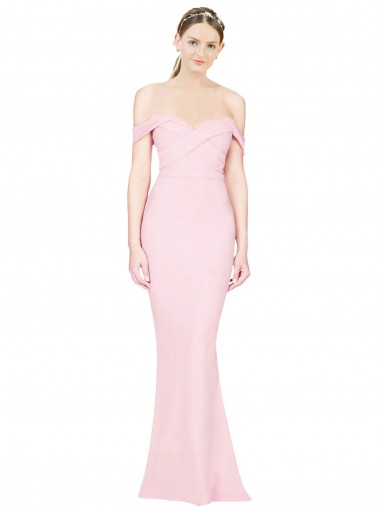 Best Stretch Crepe Strapless Sleeveless Low Back Pink Long Formal Evening Dress Canada