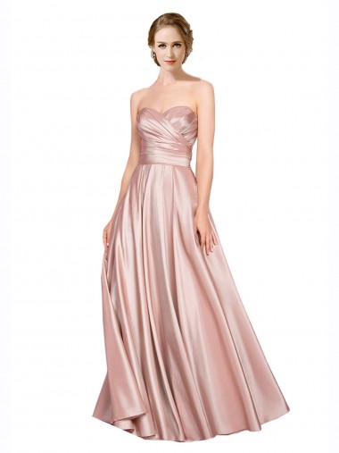 Best Stretch Satin Sweetheart Sleeveless Low Back Long Black Tie Evening Gown Canada