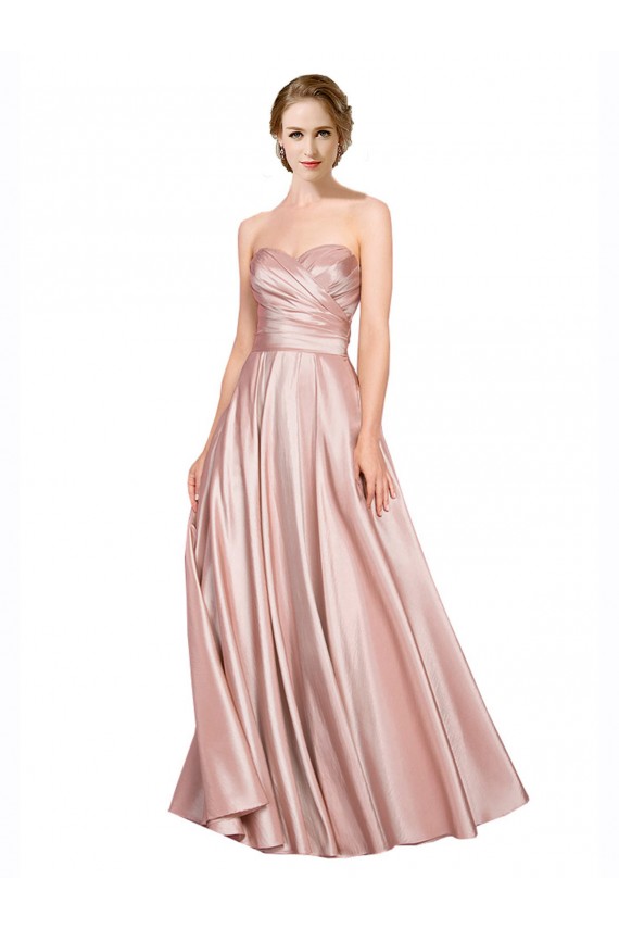 Best Stretch Satin Sweetheart Sleeveless Low Back Long Black Tie Evening Gown Canada