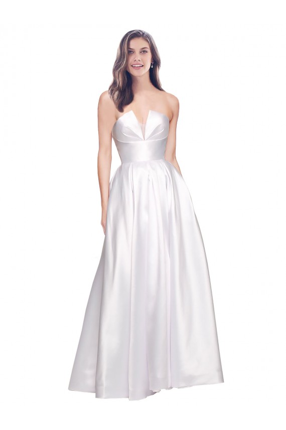 Best Stretch Satin Strapless Sleeveless Low Back Long Formal Evening Dress Canada