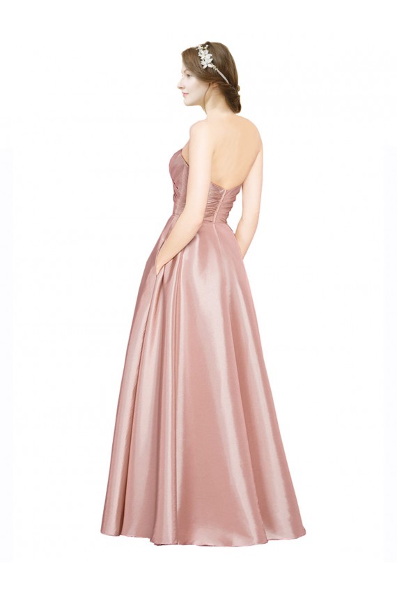 Best Stretch Satin Sweetheart Sleeveless Low Back Long Black Tie Evening Gown Canada