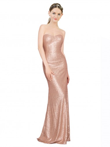 Best Sequin Sweetheart Sleeveless Low Back Long Formal Evening Dress Canada