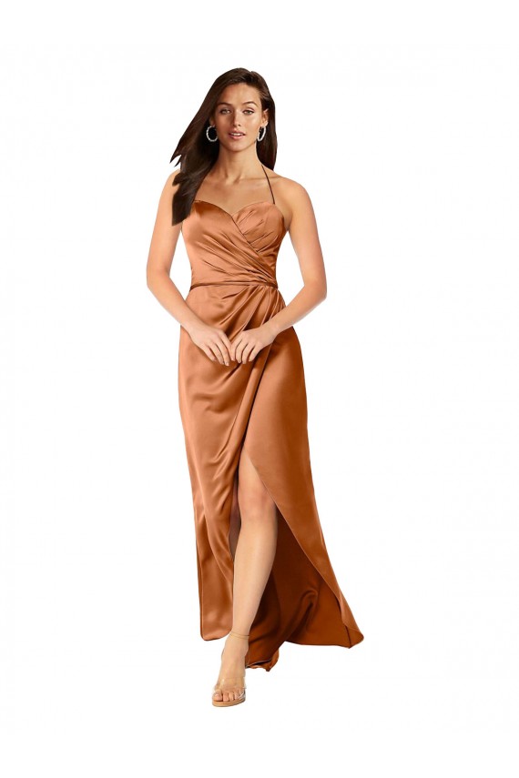 Best Silky Satin Spaghetti Straps Sleeveless Low Back Long High Low Evening Dress Canada