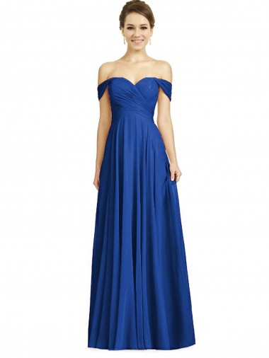 Best Soft Chiffon Off the Shoulder Cap Sleeves Long Semi Formal Evening Dress Canada