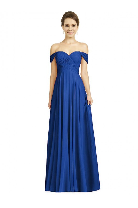 Best Soft Chiffon Off the Shoulder Cap Sleeves Long Semi Formal Evening Dress Canada