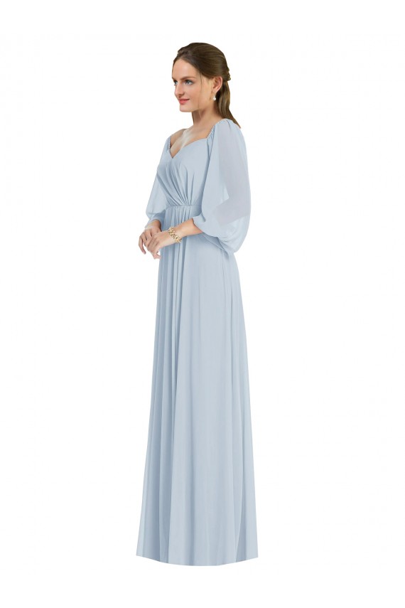Best Soft Chiffon Off the Shoulder Puff Sleeves Long Formal Evening Dress Canada