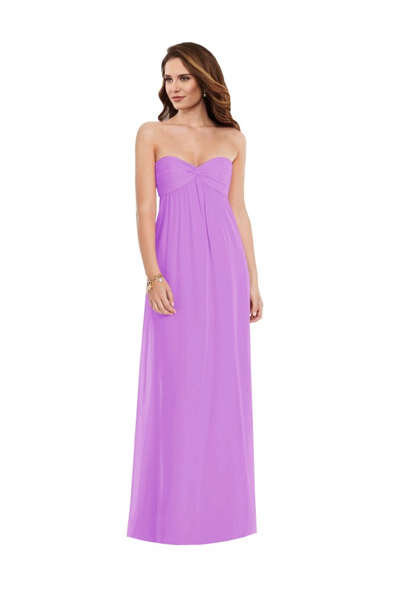 Best Soft Chiffon Sweetheart Sleeveless Low Back Violet Long Semi Formal Evening Dress Canada