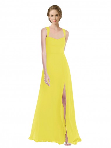 Best Soft Chiffon Spaghetti Straps Sleeveless Long Semi Formal Evening Dress Canada