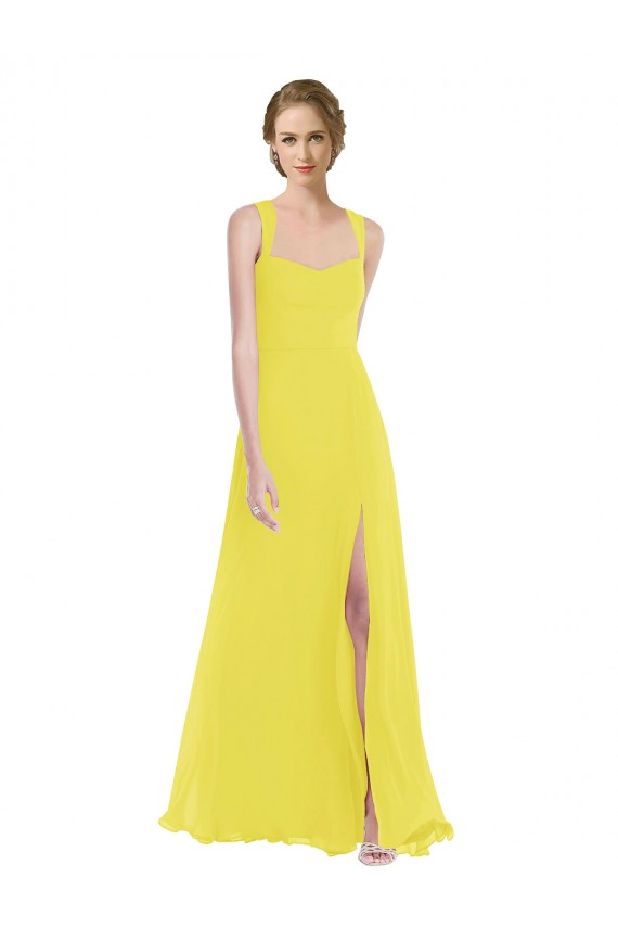 Best Soft Chiffon Spaghetti Straps Sleeveless Long Semi Formal Evening Dress Canada