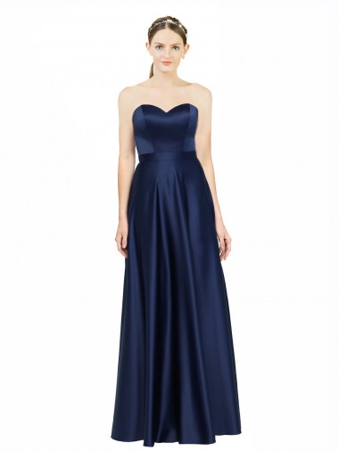 Best Stretch Satin Sweetheart Sleeveless Low Back Long Black Tie Evening Dress Canada