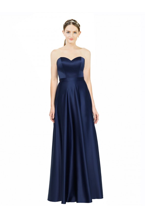 Best Stretch Satin Sweetheart Sleeveless Low Back Long Black Tie Evening Dress Canada