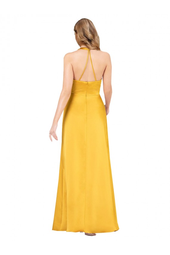 Best Silky Satin V-Neck Sleeveless Open Back Long Formal Dress Canada