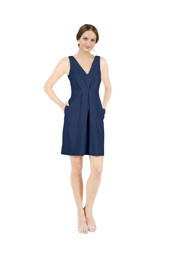 Best Satin V-Neck Sleeveless Open Back Knee Length Evening Dress Canada