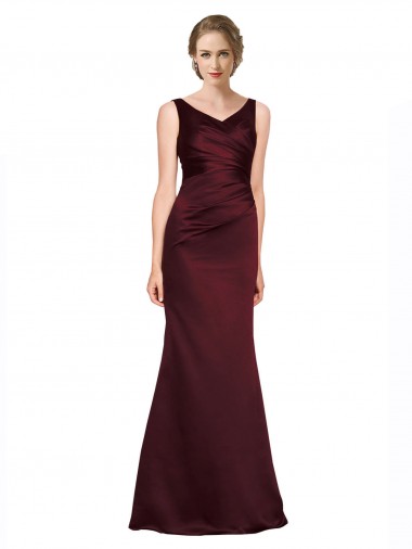 Best Satin V-Neck Sleeveless Low Back Long Black Tie Evening Dress Canada