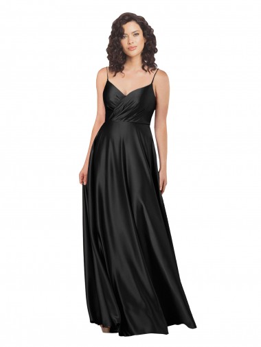 Best Silky Satin V-Neck Sleeveless Low Back Long Formal Dress Canada