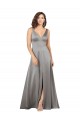 Best Silky Satin V-Neck Sleeveless Long Formal Evening Gown Canada