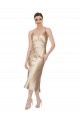 Best Silky Satin V-Neck Sleeveless Midi Length Formal Evening Dress Canada