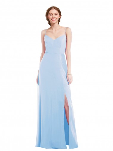 Best Soft Chiffon Spaghetti Straps Sleeveless Light Sky Blue Long Formal Evening Dress Canada