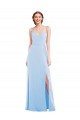 Best Soft Chiffon Spaghetti Straps Sleeveless Light Sky Blue Long Formal Evening Dress Canada