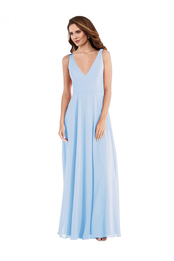 Best Soft Chiffon V-Neck Sleeveless Long Semi Formal Evening Dress Canada