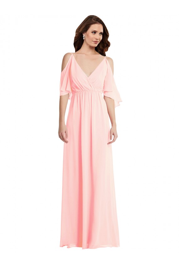 Best Soft Chiffon V-Neck Cold Shoulder V-Back Long Semi Formal Evening Dress Canada