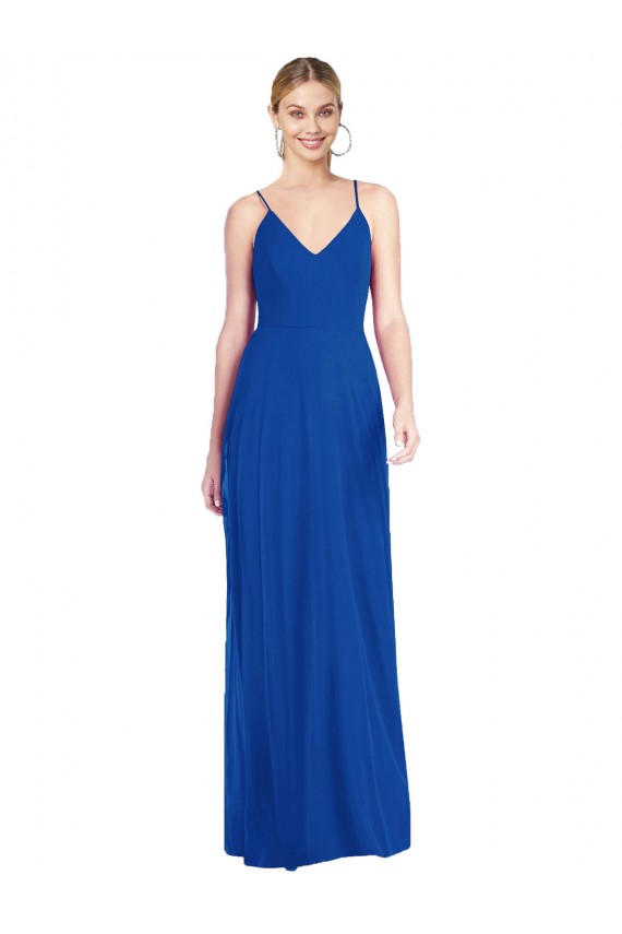 Best Soft Chiffon Spaghetti Straps Sleeveless Open Back Long Formal Dress Canada