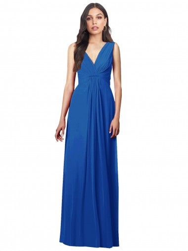 Best Soft Chiffon V-Neck Sleeveless V-Back Long Semi Formal Evening Dress Canada