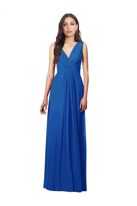 Best Soft Chiffon V-Neck Sleeveless V-Back Long Semi Formal Evening Dress Canada