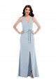 Best Stretch Crepe Halter Neck Sleeveless Open Back A-Line Long Formal Evening Dress Canada