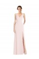 Best Stretch Crepe V-Neck Sleeveless Low Back Pink Long Black Tie Evening Dress Canada