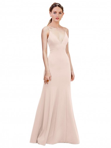 Best Stretch Crepe V-Neck Sleeveless V-Back Long Formal Dress Canada