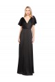 Best Stretch Satin V-Neck Cap Sleeves Open Back Long Evening Dress Canada