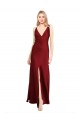 Best Stretch Satin V-Neck Sleeveless V-Back Long Black Tie Evening Dress Canada