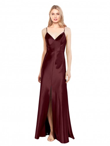 Best Stretch Satin Spaghetti Straps Sleeveless Long Evening Dress Canada