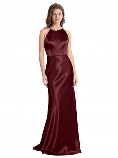 Best Stretch Satin Spaghetti Straps Sleeveless Long Formal Evening Dress Canada