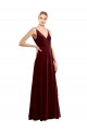 Best Stretch Velvet V-Neck Sleeveless V-Back Long Evening Gowns Canada