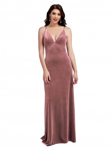 Best Stretch Velvet V-Neck Sleeveless Low Back Long Formal Evening Dress Canada