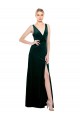 Best Stretch Velvet V-Neck Sleeveless V-Back Dark Green Long Black Tie Evening Dress Canada