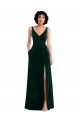 Best Stretch Velvet V-Neck Sleeveless V-Back Long Evening Gown Canada