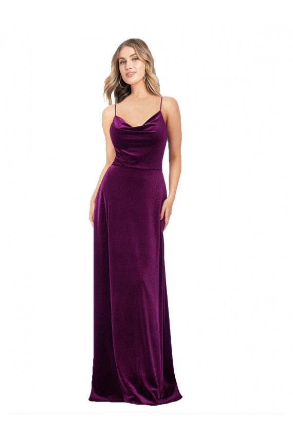 Best Stretch Velvet Scoop Neck Sleeveless Open Back Long Formal Evening Dress Canada