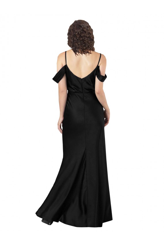 Best Silky Satin Off the Shoulder Sleeveless Low Back Long Formal Dress Canada