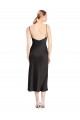 Best Stretch Satin Spaghetti Straps Sleeveless Low Back Midi Length Formal Evening Dress Canada