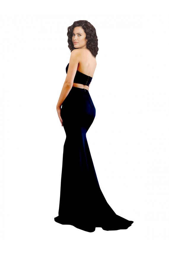 Best Stretch Crepe High Neck Sleeveless Low Back Long Formal Evening Dress Canada