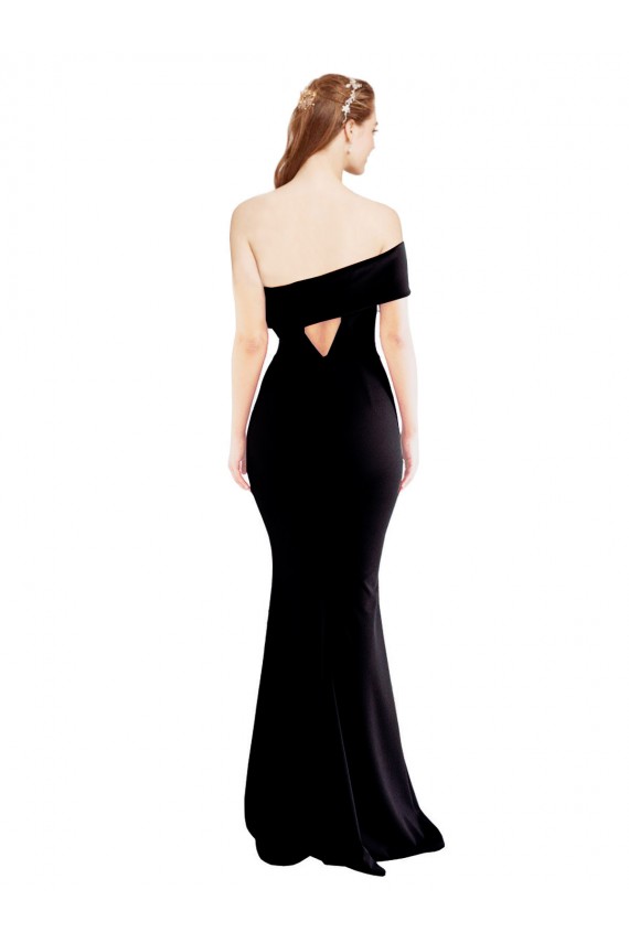 Best Stretch Crepe One Shoulder Sleeveless Keyhole Back Long Formal Evening Dress Canada