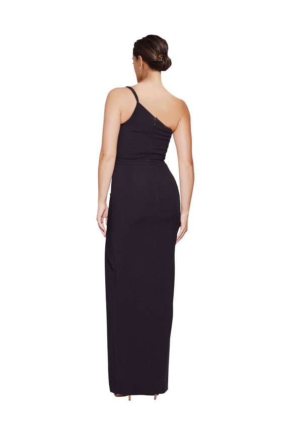Best Stretch Crepe One Shoulder Sleeveless Black Long Formal Evening Dress Canada