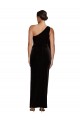 Best Stretch Velvet One Shoulder Sleeveless Black Long Formal Evening Dress Canada