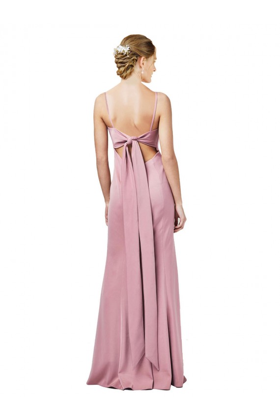 Best Stretch Crepe Spaghetti Straps Sleeveless Low Back Black Long Formal Evening Dress Canada