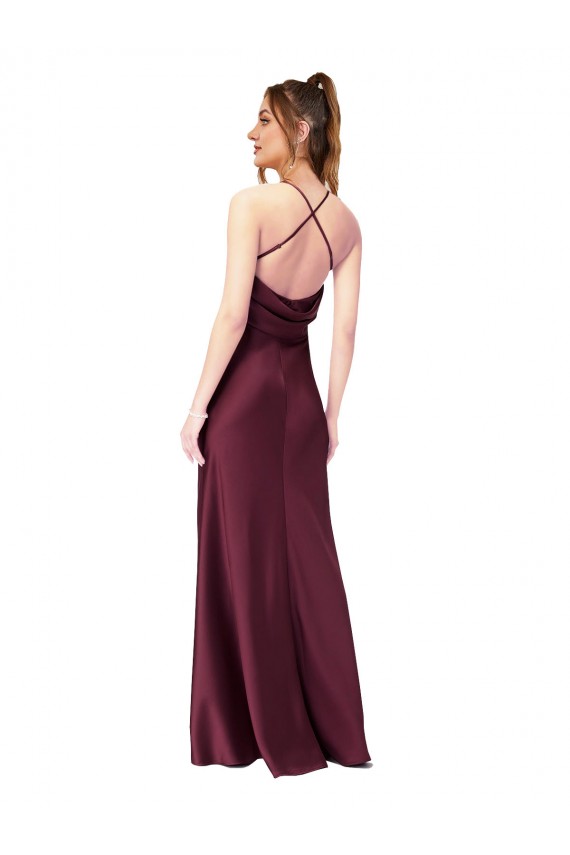 Best Silky Satin V-Neck Sleeveless Open Back Long Black Tie Evening Dress Canada