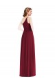 Best Soft Chiffon One Shoulder Sleeveless Burgundy Long Semi Formal Evening Dress Canada