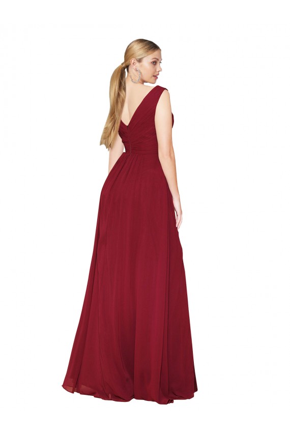 Best Soft Chiffon V-Neck Sleeveless V-Back Long Black Tie Evening Gowns Canada